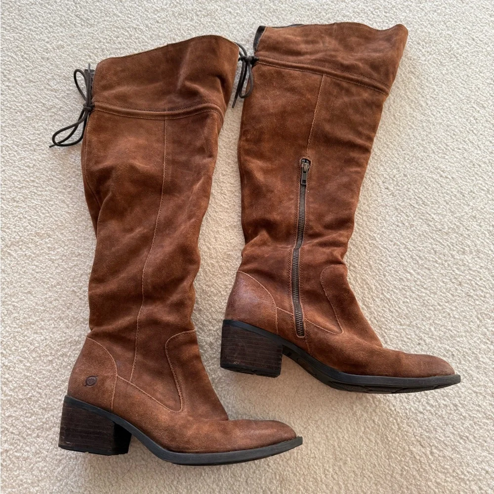 Born Gallinara “Tobacco Distressed”boot (F08726) knee high brown leather size 9